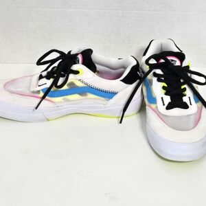 Vans Wayvee Neon White Blue Multicolor PopCush Skate Shoes Men's Size 6